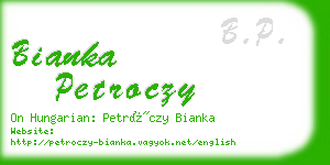 bianka petroczy business card